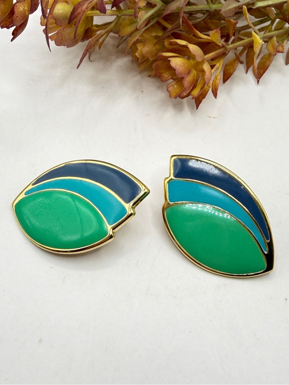 Vintage 80s Avon 'Paradise Colors' Green
Stud Earrings NOS